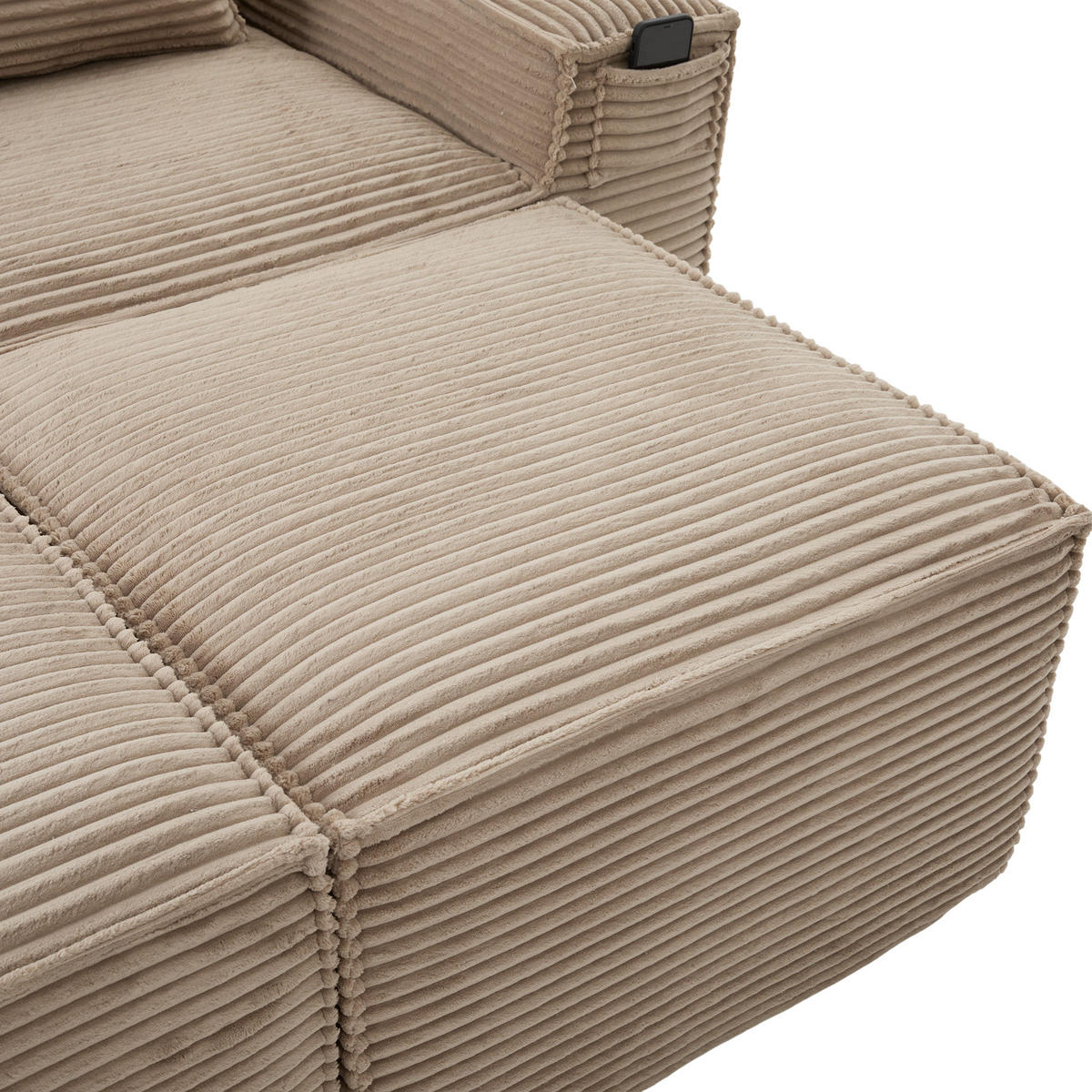 2-SITZER-SOFA DE-33836 mit 2 Hockern Khaki - Sandfarben, Textil (188/75/162cm) - ComfortXL