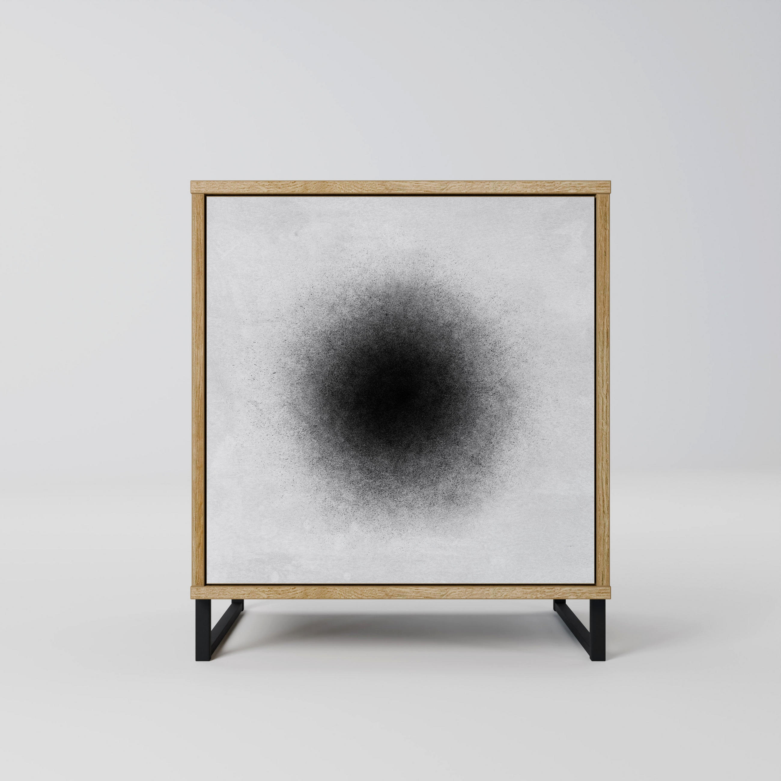 SIDEBOARD BLACK HOLE, Eichefarben, 57,5x42x67,5 cm, Schwarze Metall-Rahmenfüße - Eichefarben/Multicolor, Holzwerkstoff/Metall (57.5/67.5/42cm) - SpaceRebels