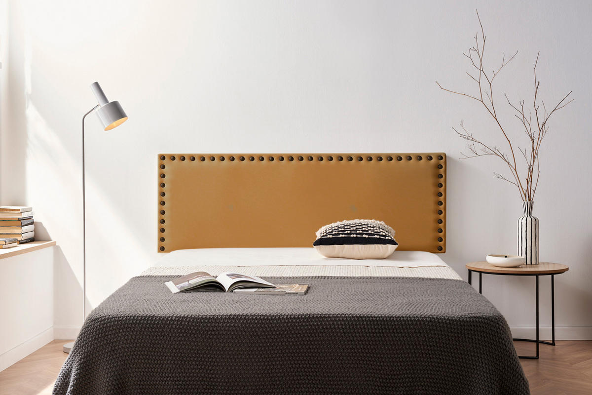 KOPFTEIL gepolstert MODENA Kunstleder 100x55x8 cm - Hellbraun - Moonia - Hellbraun, Holz (100/8/55cm)