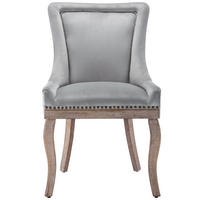 WOHNZIMMER STÜHLE mit Nagelkopfbesatz, Massivholzbeinen und Polsterung, Grau - Grau, Textil (55/91/61cm) - EVRYAE