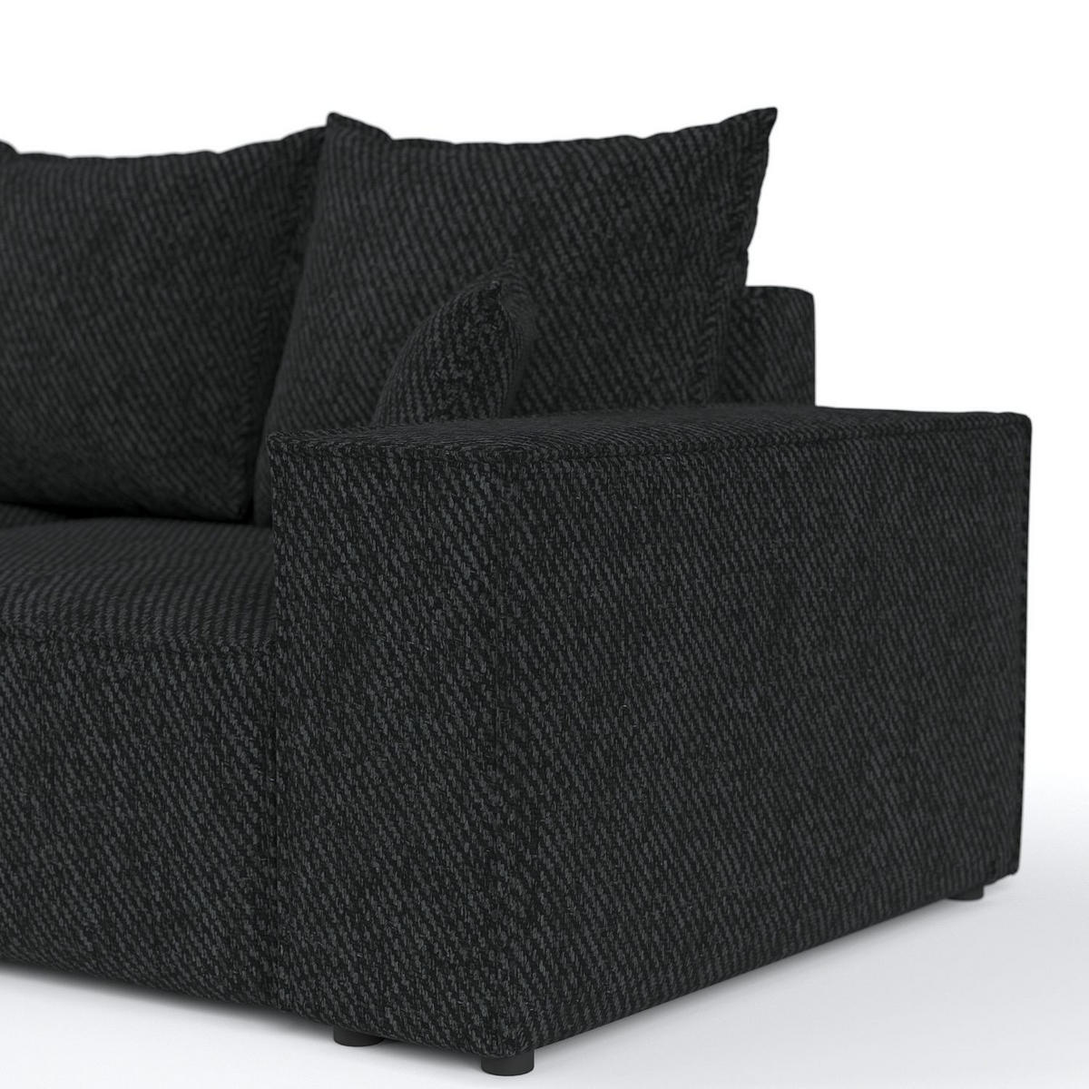 ECKSOFA SENSO mit Schlaffunktion Schwarz im Neve Stoff - Schwarz, Holz/Holzwerkstoff (255/148cm) - AltaBeds