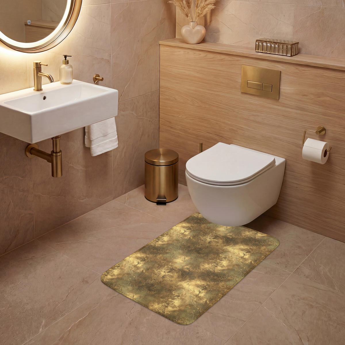 WC PŘEDLOŽKA Antique - metalický vzhled - Gold 50x80 cm - zlatá, textil/plast (50/1cm) - OnlyWow