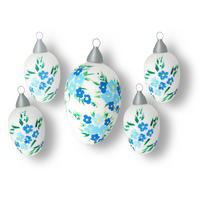 OSTERSET Ostereier Blüten Weiß 8cm (Glas / 5 Stk.) - Weiß, Glas (5/8/5cm)