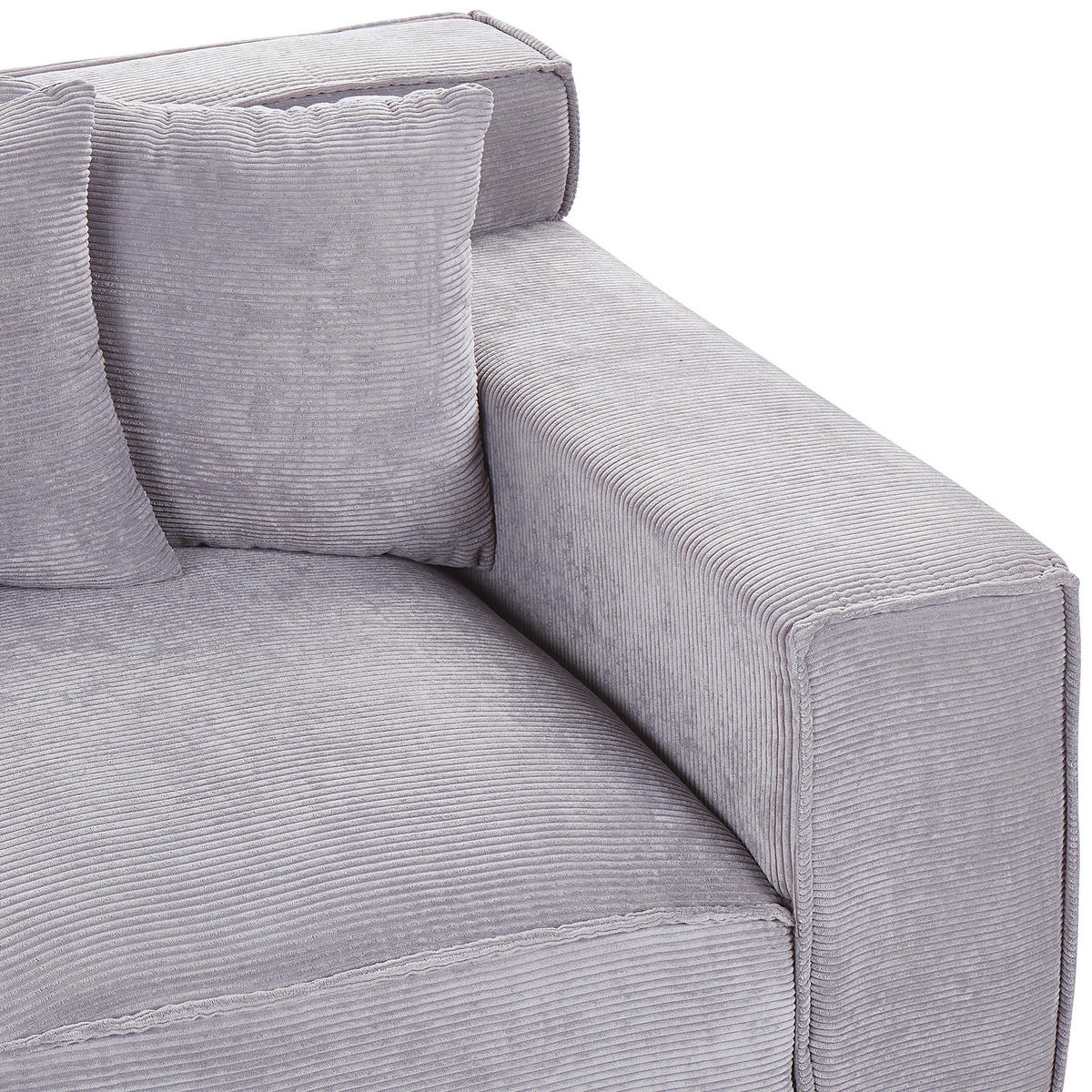 3-SITZER-SOFA Cord Hellgrau Viskan - Hellgrau, Textil (200/67/82cm) - Beliani