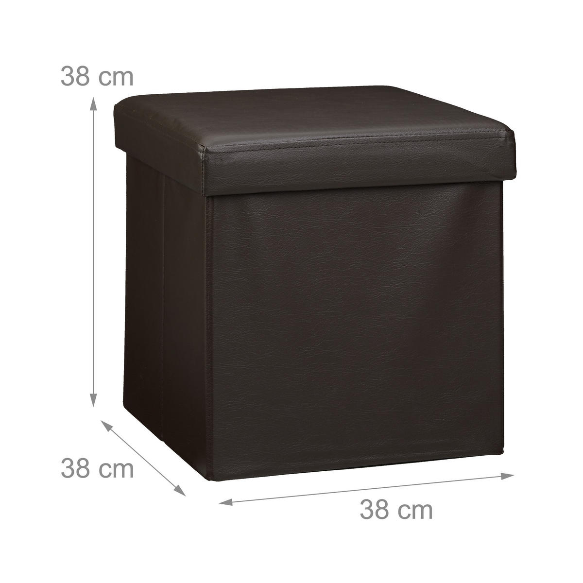 FALTBARER Sitzhocker - Braun, Holzwerkstoff/Kunststoff (38/38/38cm) - Relaxdays