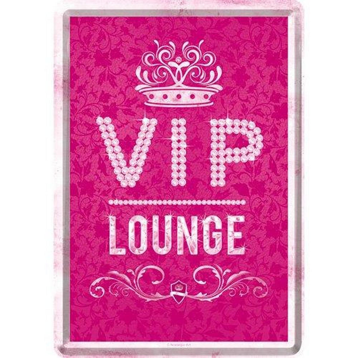 MINIBLECHSCHILD 10/14 cm Achtung VIP Pink Lounge - Multicolor, Metall (10/14/0.1cm) - Nostalgic-Art