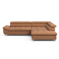 ECKSOFA mit Schlaffunktion und verstellbare Kopflehnen - Cognac/Silberfarben, Textil/Metall (234/312cm) - Cotta