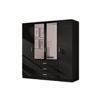 DREHTÜRENSCHRANK - LIMON 4D - Schwarz - Schwarz, Holzwerkstoff/Metall (200/210/64cm) - Möblo