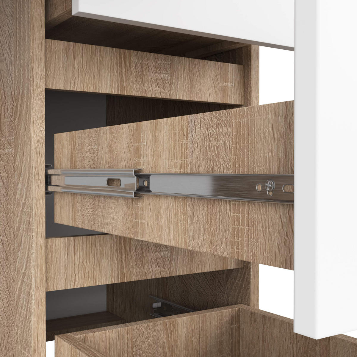 SCHREIBTISCH Eiche Sonoma, Weiß 77/90/50 - Weiß/Sonoma Eiche, Holzwerkstoff (50/90/77cm) - RAUMHIRSCH FURNITURE