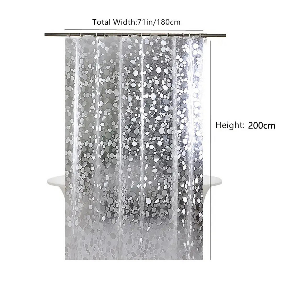 DUSCHVORHANG EINLAGE 3D Muster wasserdicht für Dusche und Badewannen - Transparent, Textil (200/180cm) - MCBOSON