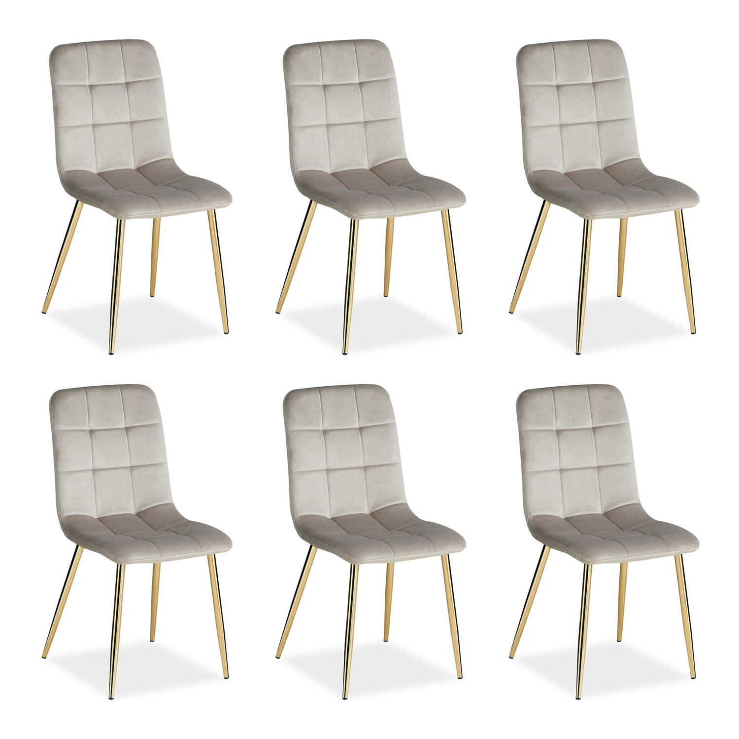 STUHL-SET 6 Stück in Stahl Samt Creme Gold - Goldfarben/Creme, Textil/Metall (43/88/50cm) - Homestyle4u