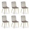 STUHL-SET 6 Stück in Stahl Samt Creme Gold - Goldfarben/Creme, Textil/Metall (43/88/50cm) - Homestyle4u