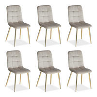 STUHL-SET 6 Stück in Stahl Samt Creme Gold - Goldfarben/Creme, Textil/Metall (43/88/50cm) - Homestyle4u