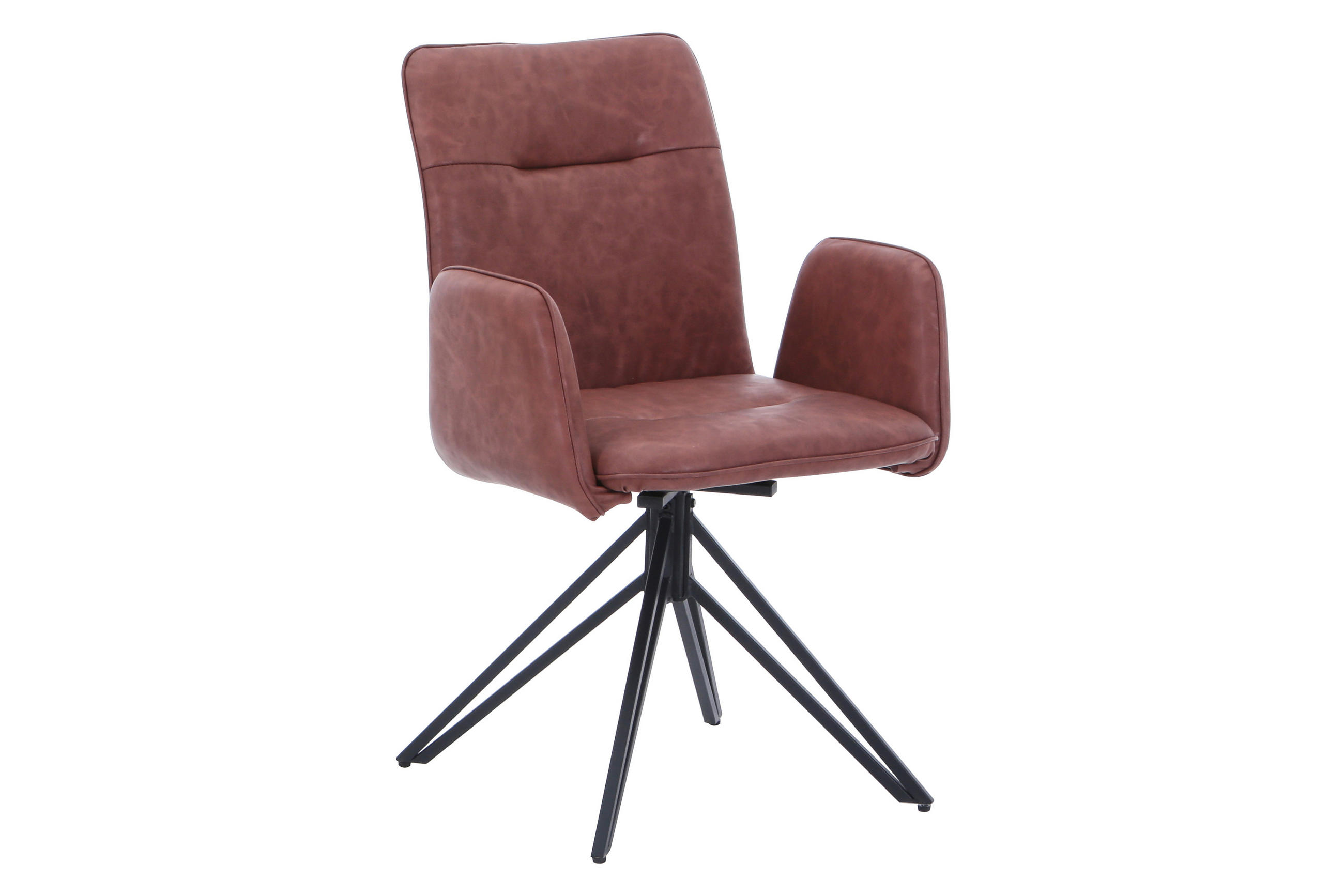 DREHSTUHL CEBU - Hellbraun/Nussbaumfarben, Leder/Metall (50/85/50cm) - SAM