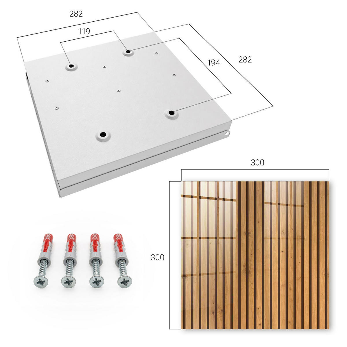 SCHLÜSSELBOX Weiß 30x30 cm – Türöffnung nach rechts - Holzwand - Braun, Metall (30/30/5cm) - TULUP