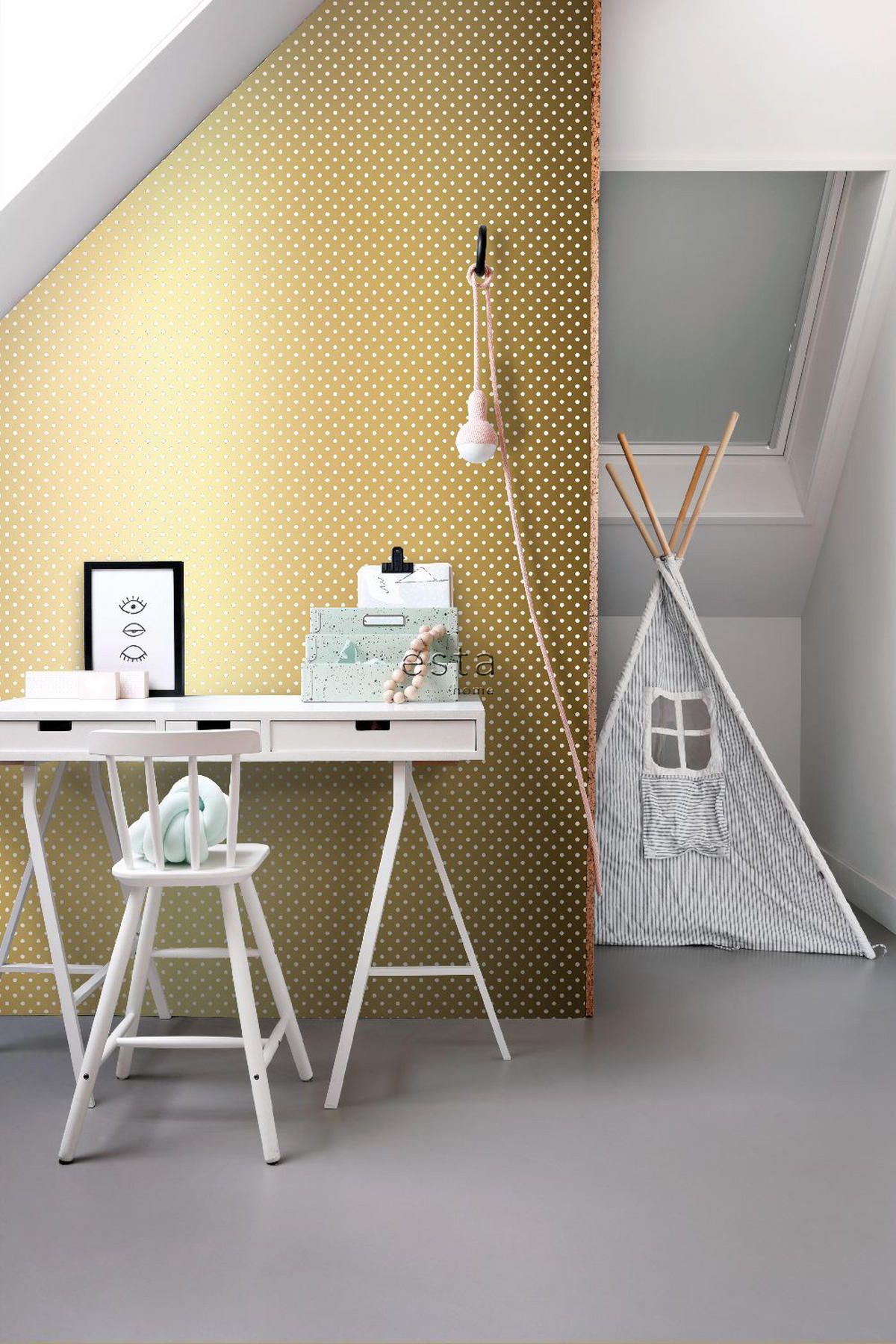 TAPETE Punkte 53 cm x 10.05 m - Goldfarben, Papier (53/0.1cm) - ESTAhome