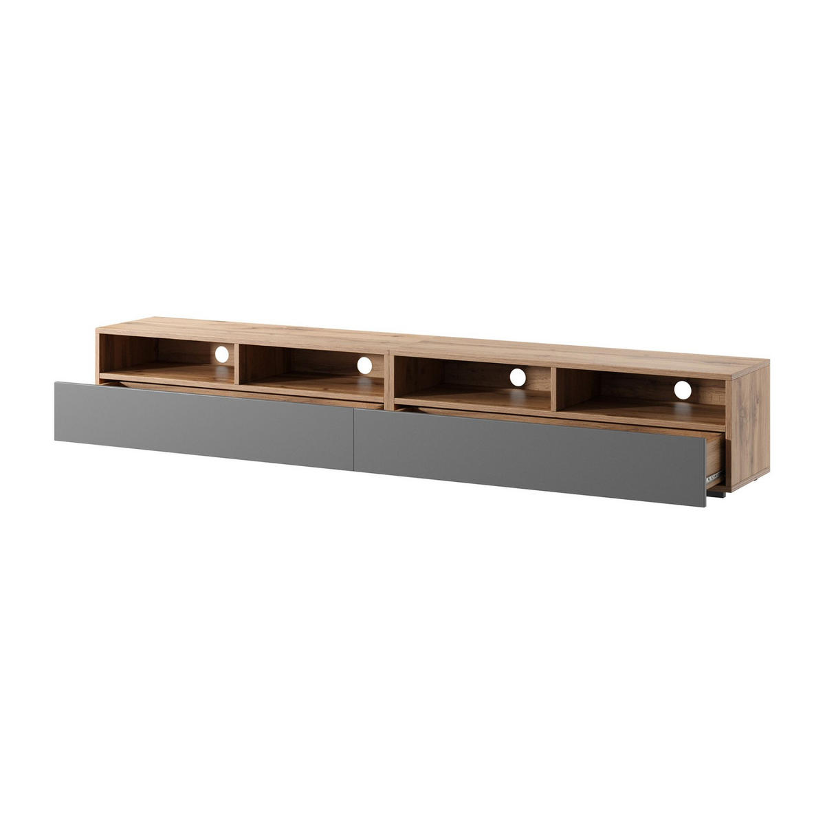 TV-LOWBOARD Rednaw Eiche/Grau Hochglanz 200 cm - Eiche Wotan/Grau, Holzwerkstoff (200/30/31cm) - Selsey