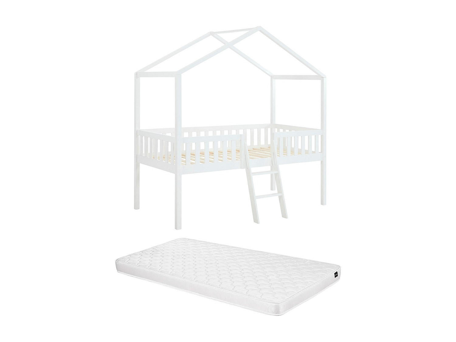 HAUSBETT - 1 Person - holz - weiß Naleny - Weiß, Holz (90/190cm) - Vente-Unique