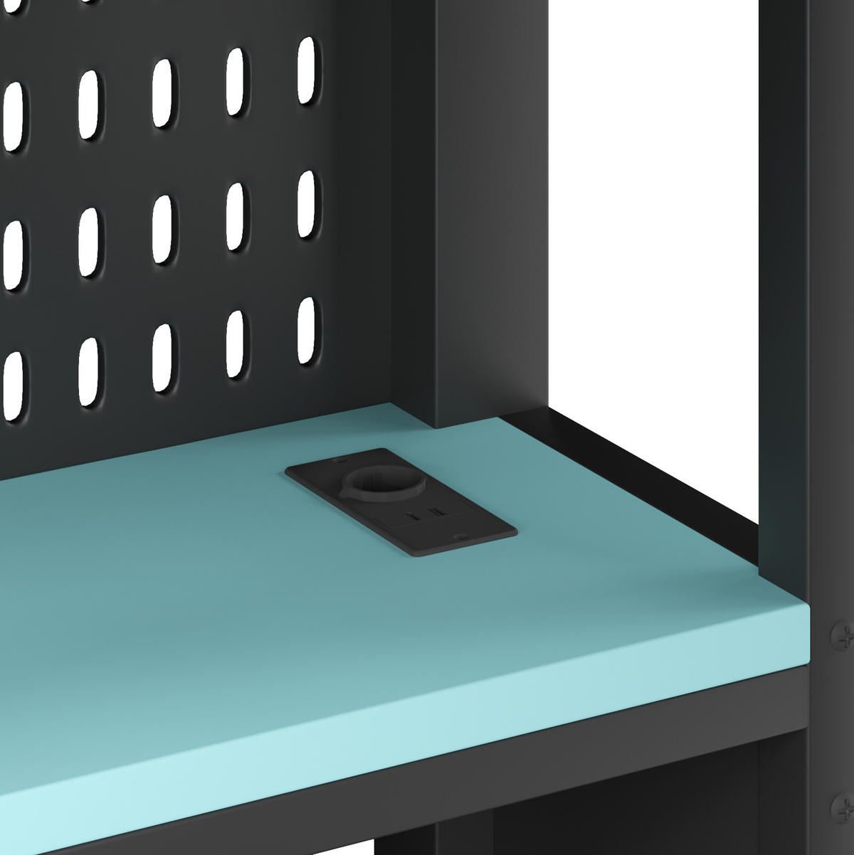 HOCHBETT aus MDF und Metall 140x200 cm Schwarz mit Schreibtisch, LED-Beleuchtung und Regalen im Gaming-Design - Schwarz, Holzwerkstoff (140/200cm) - Modfu