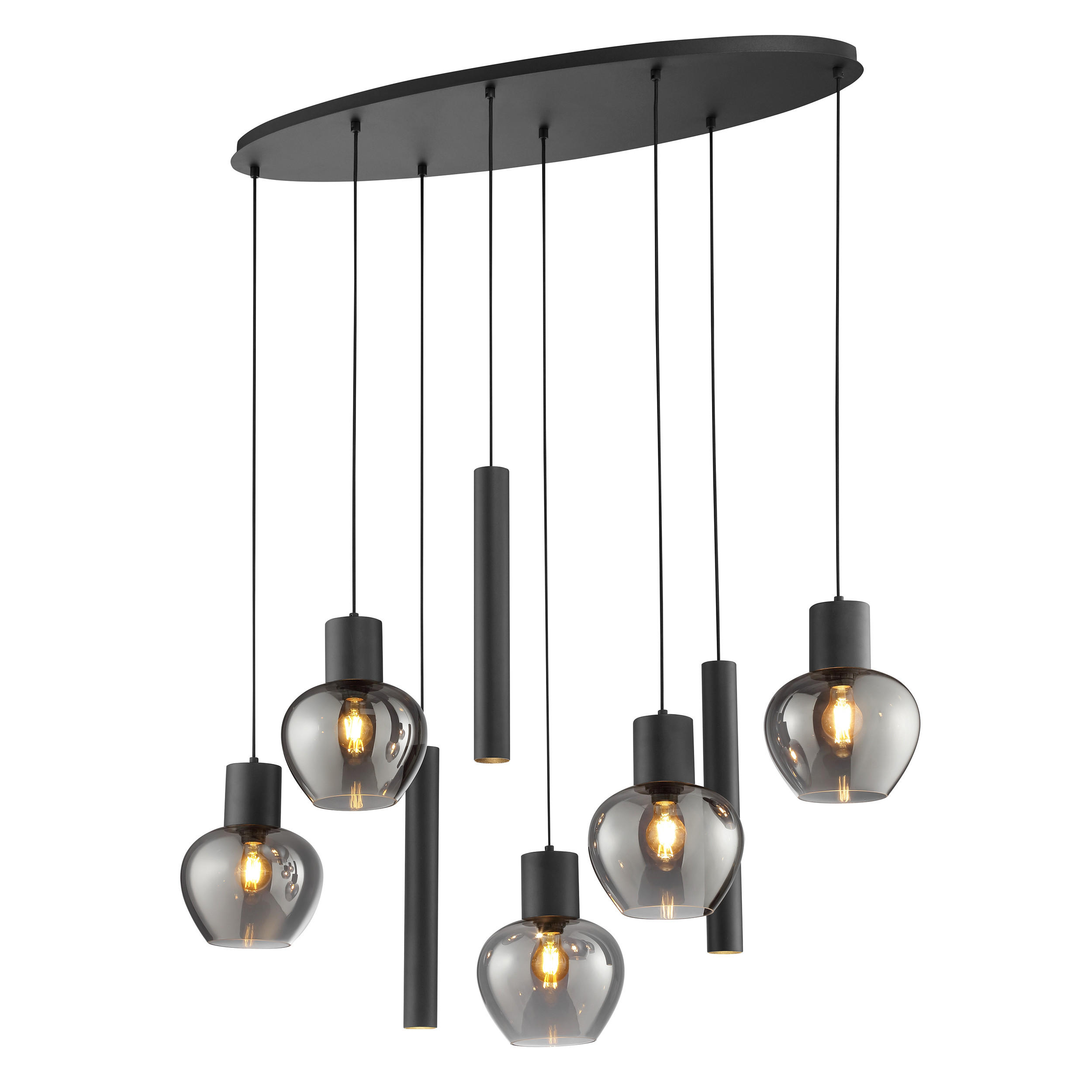 LED DECKENLEUCHTE Ligari Schwarz/Rauchglas 48/126/150 cm - Multicolor, Kunststoff (48/126/150cm) - Brilliant