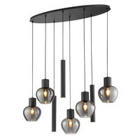 LED DECKENLEUCHTE Ligari Schwarz/Rauchglas 48/126/150 cm - Multicolor, Kunststoff (48/126/150cm) - Brilliant