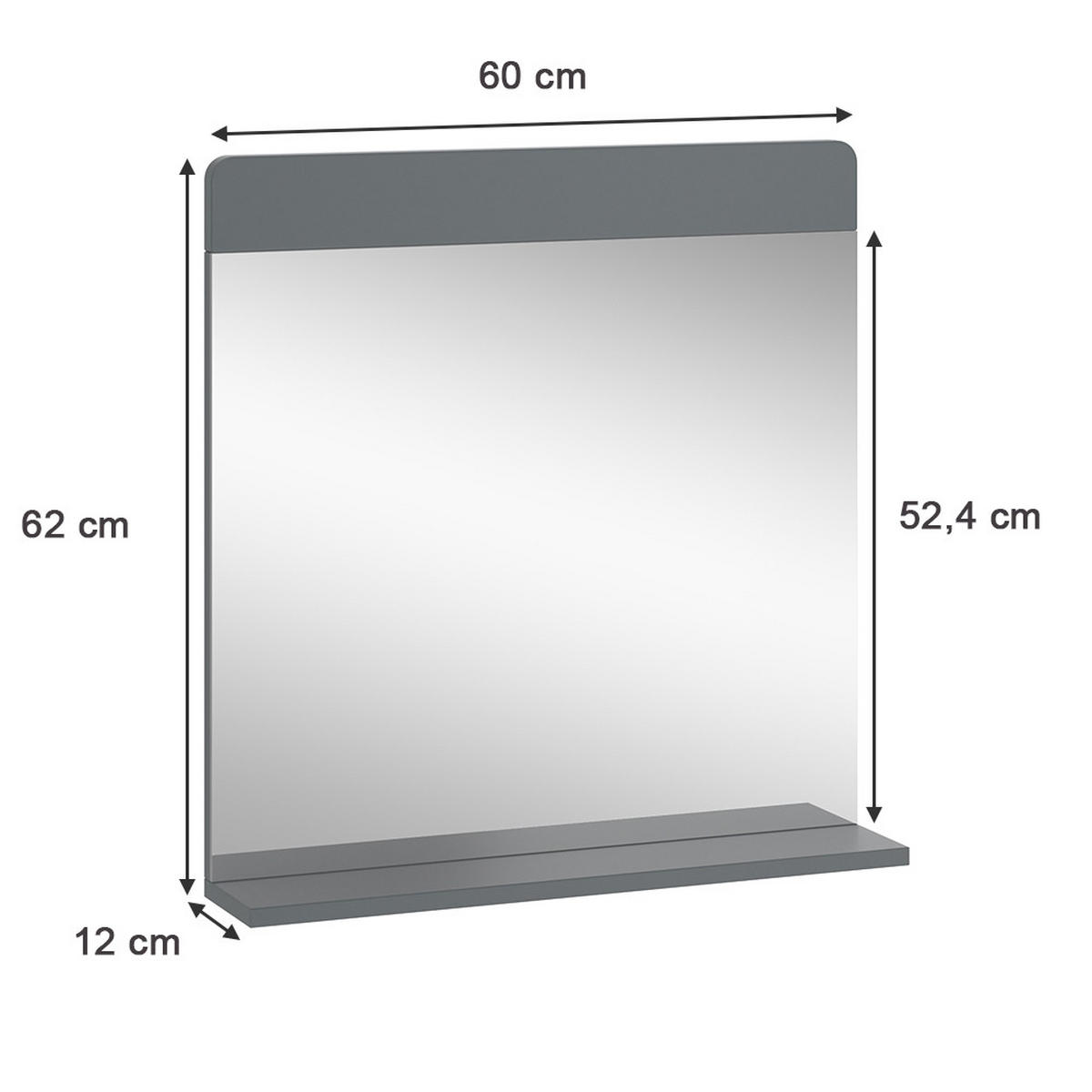 BADEZIMMERSPIEGEL Izan Grau 60 x 62 cm - Grau, Glas (60/62/12cm) - Vicco