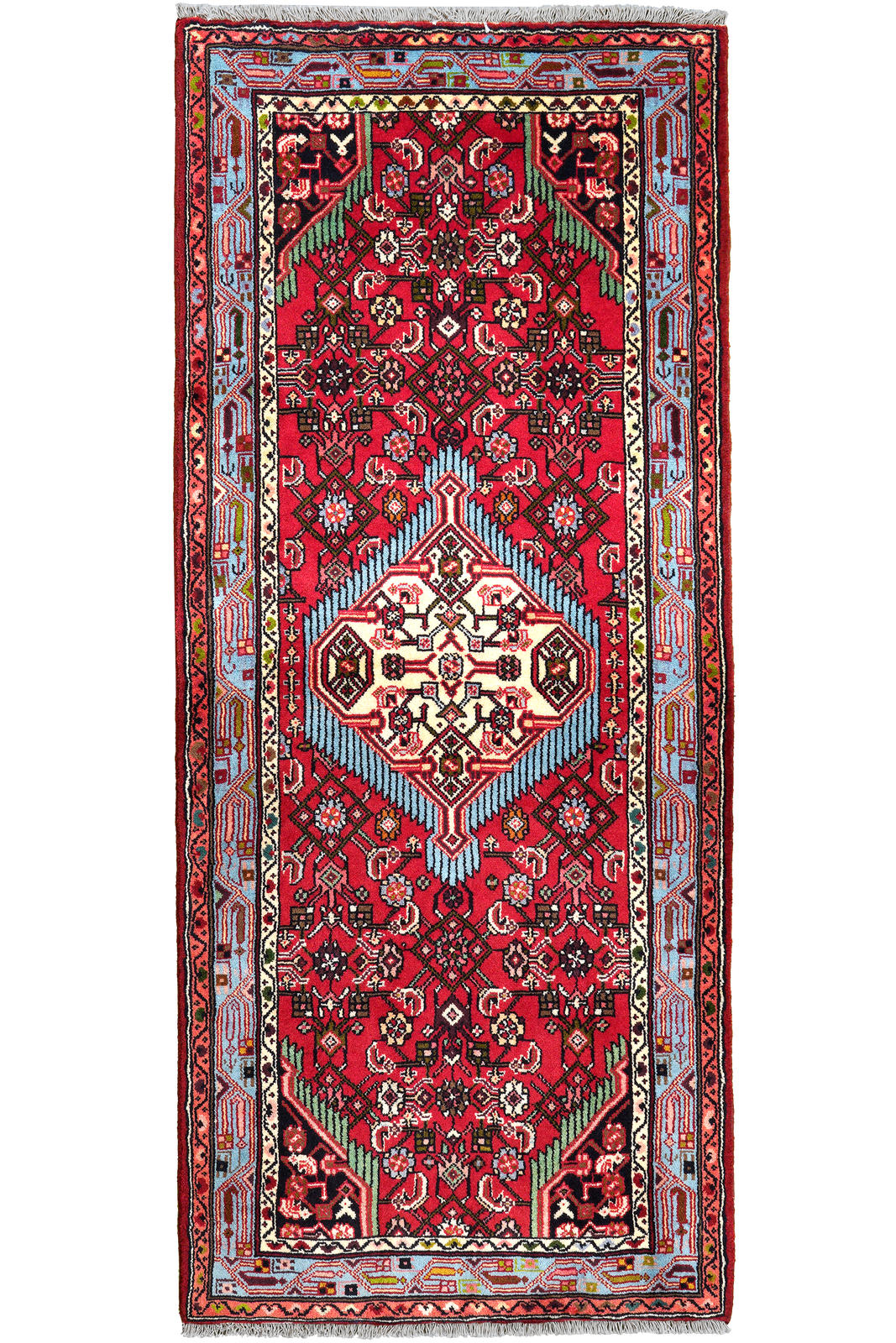 LÄUFER Orient handgeknüpft Assadabad Rot 195/83 cm Schurwolle - Rot, Textil (83/195cm) - Looma