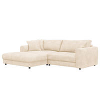 ECKSOFA mit Longchair - Beige/Schwarz, Holz/Kunststoff (238/183cm) - home24