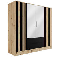 KLEIDERSCHRANK NELIA - 200 cm - Schwarz/Eiche Artisan, Holzwerkstoff (200/200/51cm) - ALTDECOR