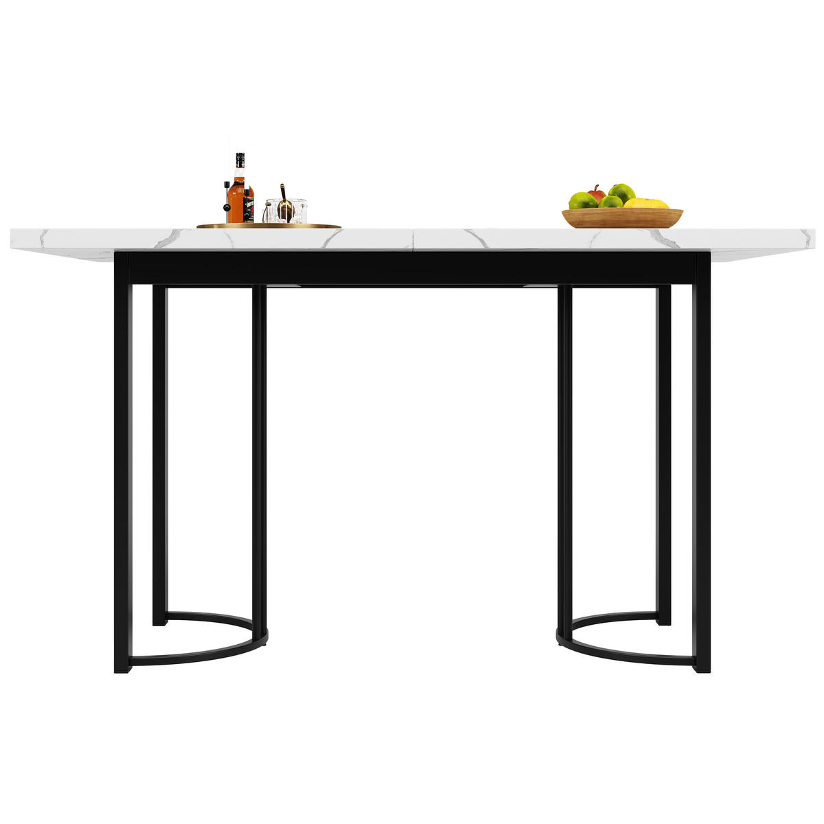ESSTISCH Teleskoptisch 140/80/75,5 cm schwarz/weiß mit MDF und Metall - Weiß, Holzwerkstoff (140/80/75.5cm) - OKWISH