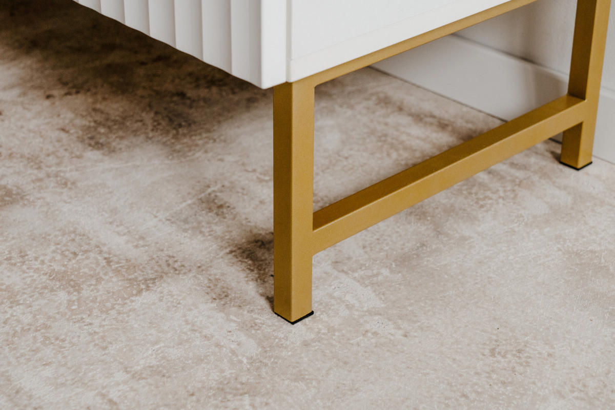 TV-LOWBOARD weiß, Gold 179 cm, TV Unterteil mit Soft-Close und 3D Struktur - Goldfarben/Weiß, Holzwerkstoff/Metall (179/60.5/41cm) - Furn.Design