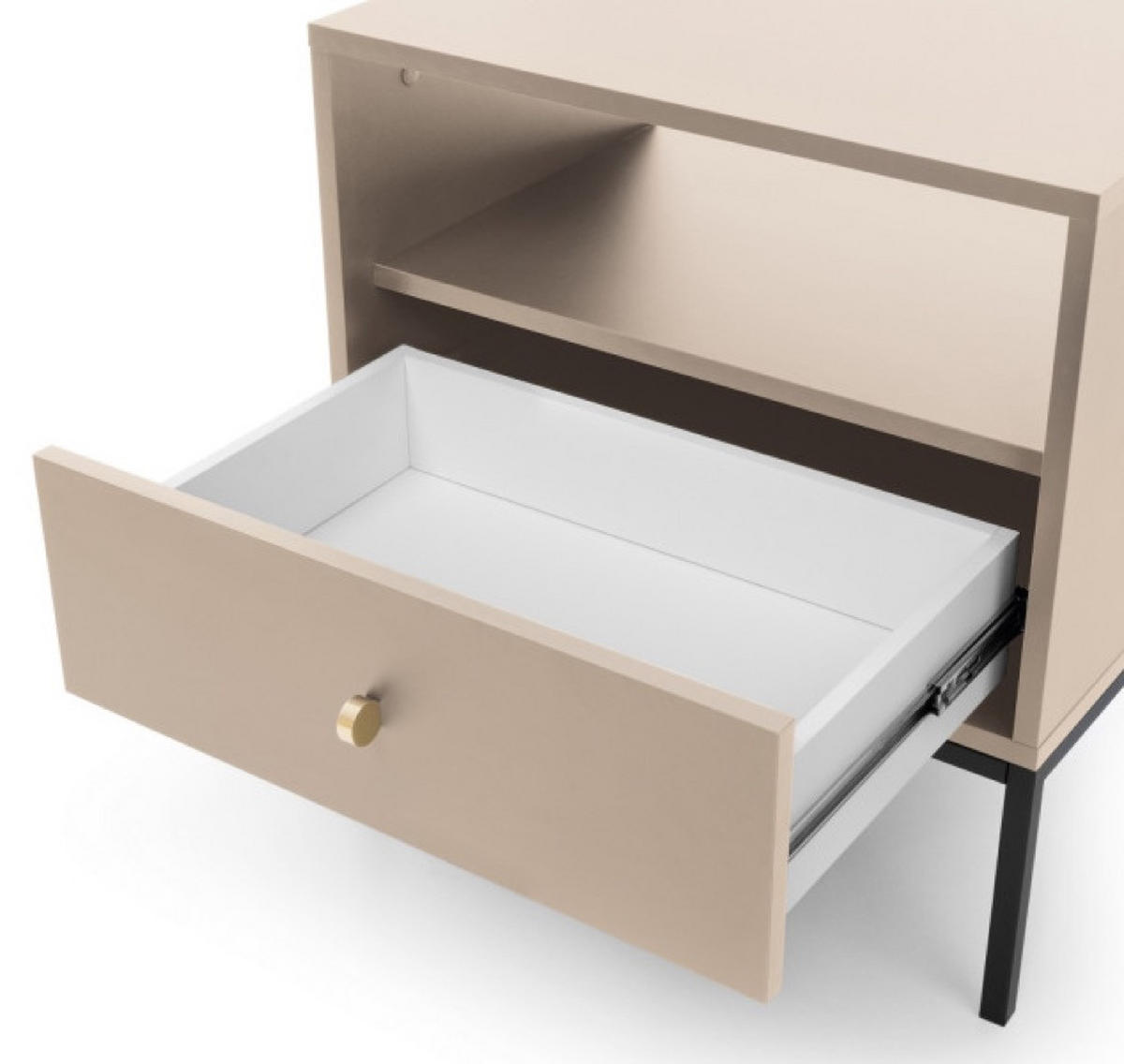 NACHTTISCH Beige MONAKO Mit Schwarzem Gestell - Beige/Schwarz, Holzwerkstoff (53.6/56.2/39cm) - Sepro Meble