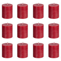 STUMPENKERZE (12er Set) Rustic - Rot, Paraffin (8cm) - BUTLERS