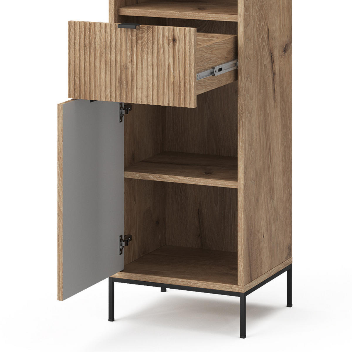 BADSCHRANK Eliza Viking Oak 40 x 190 cm mit Tür und Schublade - Eiche Wotan, Holzwerkstoff (40/190/35cm) - Vicco