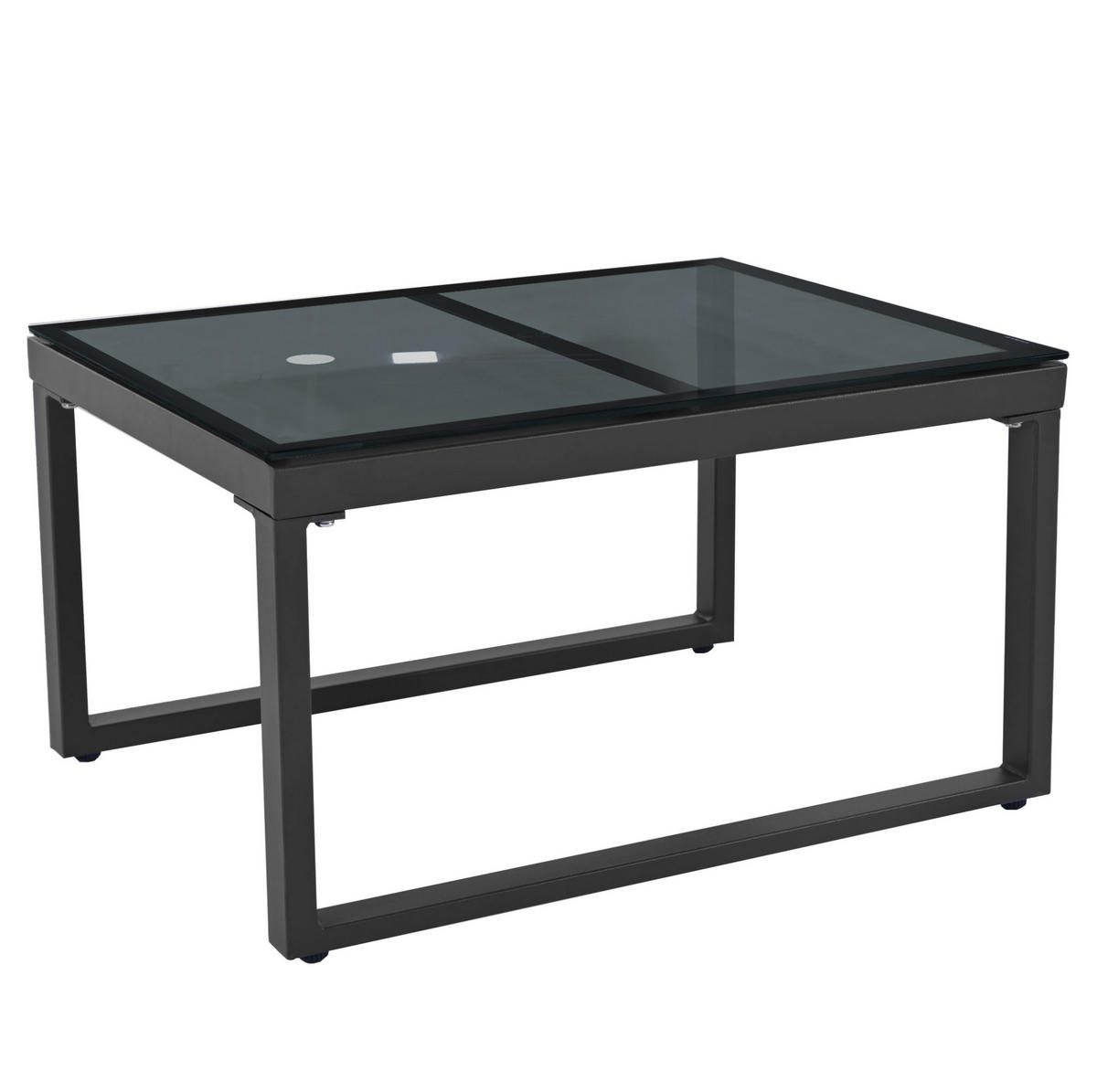 GARTENMÖBEL-SET 176/65/145 cm mit Sonnendach, 4-teilig, verzinktes Eisen und Glastisch, Grau - Grau, Metall - Redom