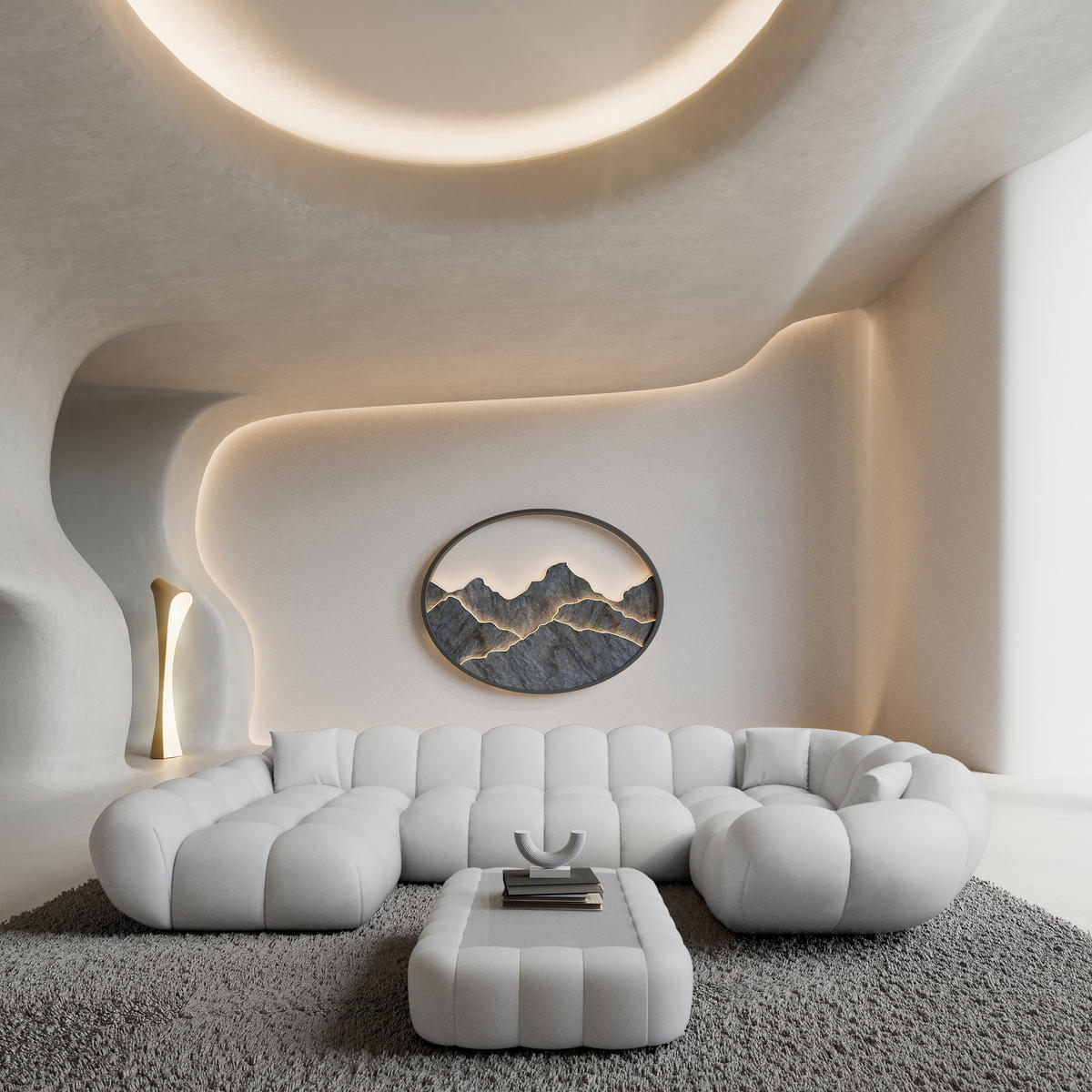 WOHNLANDSCHAFT Liva Weiß Kunstleder U-Form XL Links - Weiß, Kunststoff (323/70/193cm) - VAROYAL