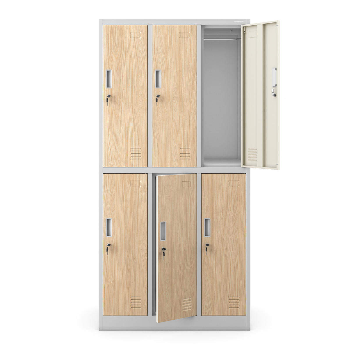 ARBEITSSCHUTZ-GARDEROBENSCHRANK 6-Türiger IGOR 185x90x45 cm - Grau/Sonoma Eiche, Metall (90/185/45cm) - Jan Nowak