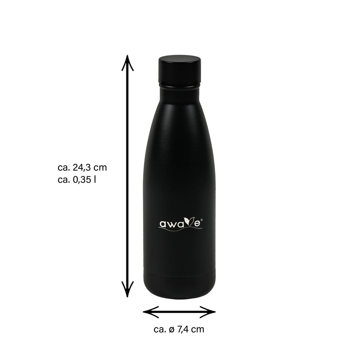 TRINKFLASCHE - Schwarz, Metall (0.35L) - Stoneline