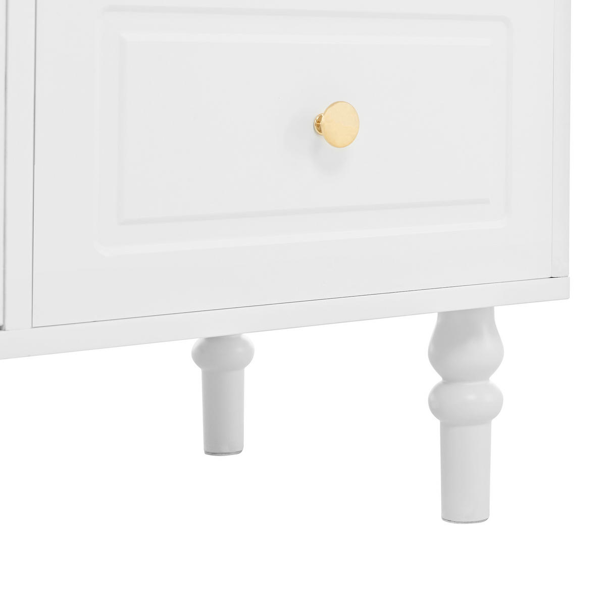 BUFFET 120x40x138.5 cm Weiß mit Fluted Glas & Ladestation - Weiß, Holzwerkstoff (40/138.5/120cm) - Modfu