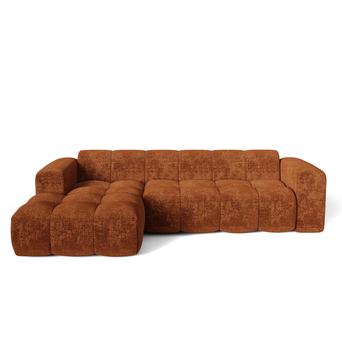 ECKSOFA (links) BLOOM Geprägter Samt Terrakotta 290cm - Dunkelorange/Terracotta, Textil (290/164cm) - Premium Interiors