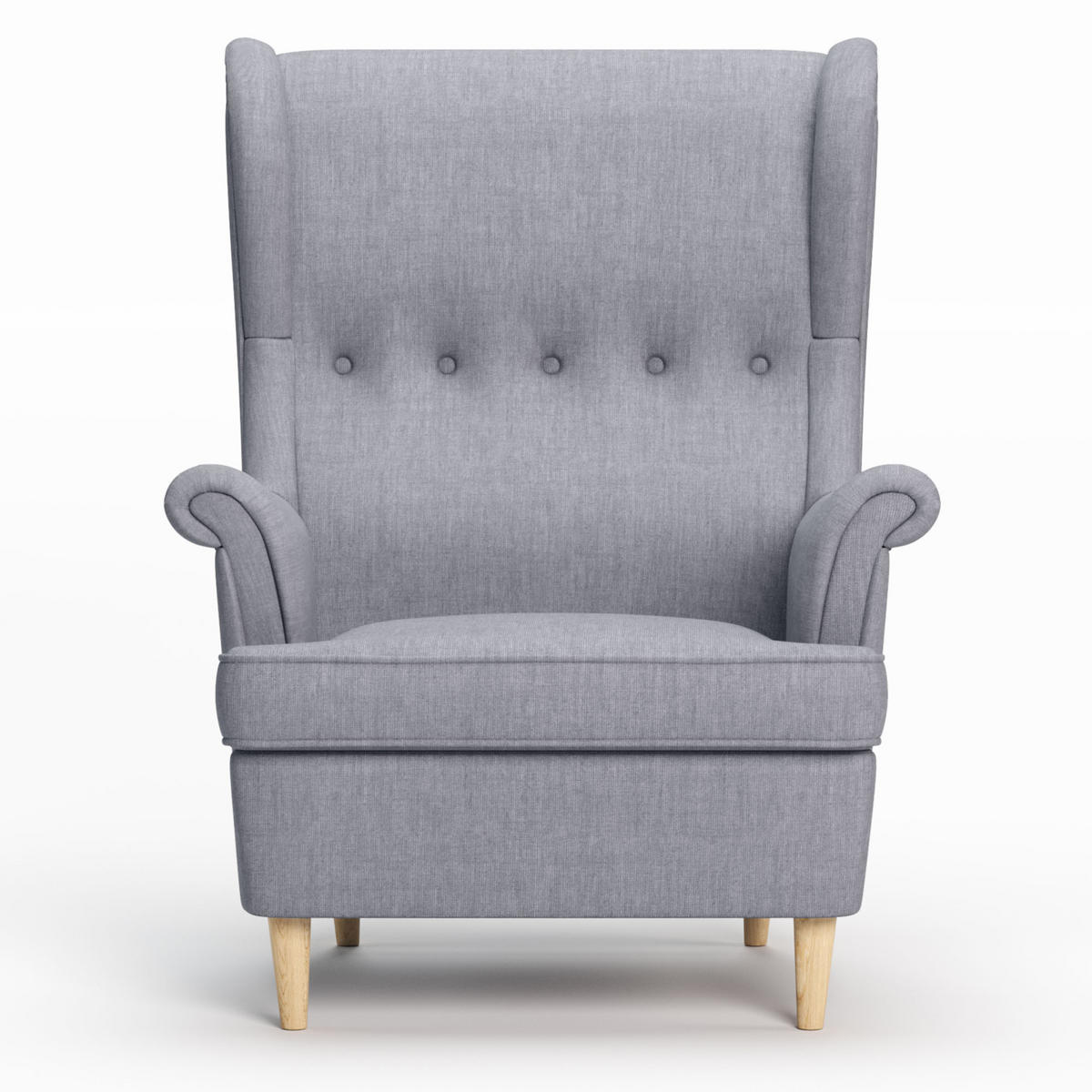 OHRENSESSEL Luno Grau Stoff ES-7 - Naturfarben/Grau, Holz/Textil (90/101/80cm) - Jana