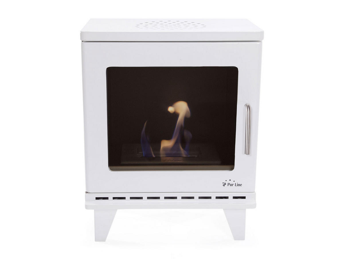 BIOETHANOL-OFEN Weiß inklusive 1 L-Tank und 2.5 kW Leistung - Weiß, Metall (40/50/27cm) - Purline