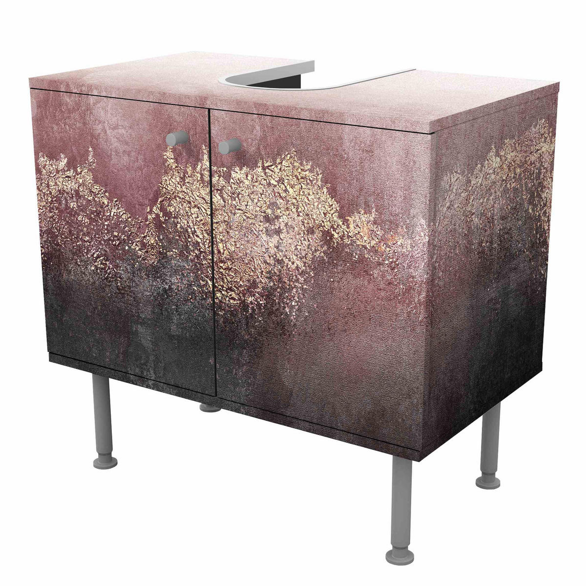 WASCHBECKENUNTERSCHRANK Goldene Dämmerung Rosa 60/55/35 cm - Rosa, Holzwerkstoff (60/55/35cm) - Bilderwelten
