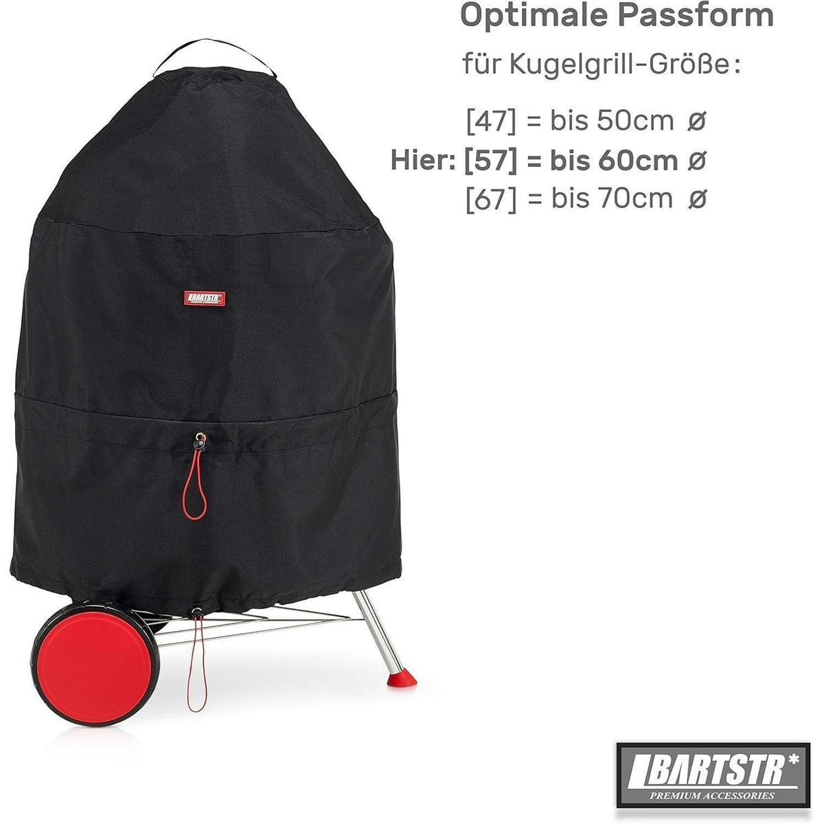 GRILLABDECKUNG wetterfest für Kugelgrill bis 60 cm mit Aufbewahrungsbeutel - Schwarz, Textil (5.9/29/23cm)