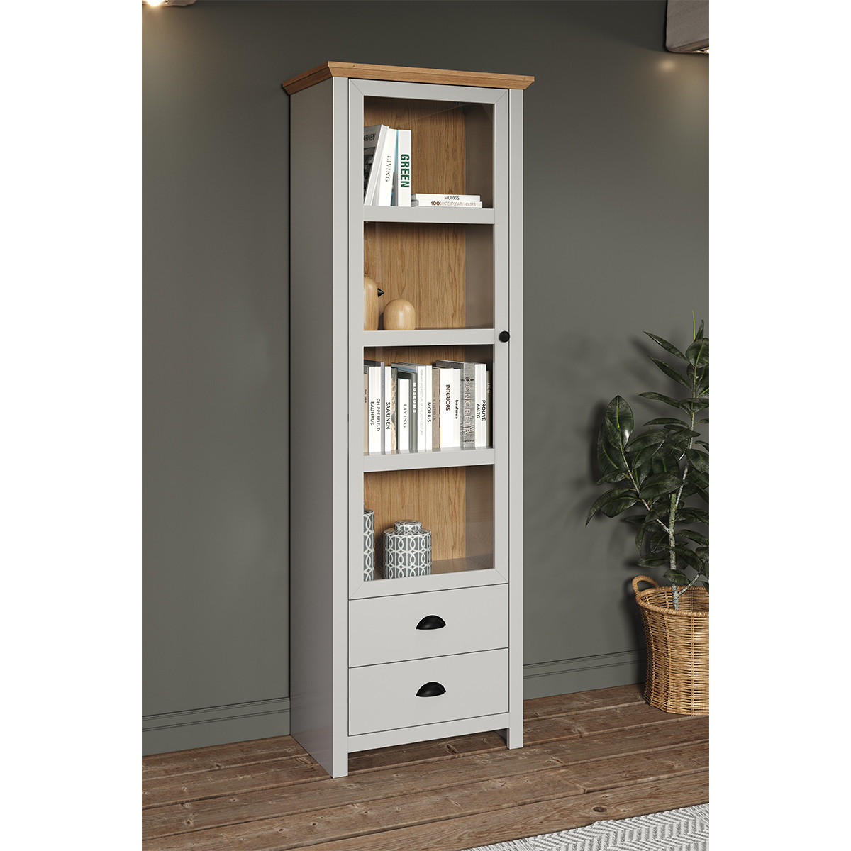VITRINE Landside Grau - Grau, Holzwerkstoff (65/201/41cm) - ebuy24