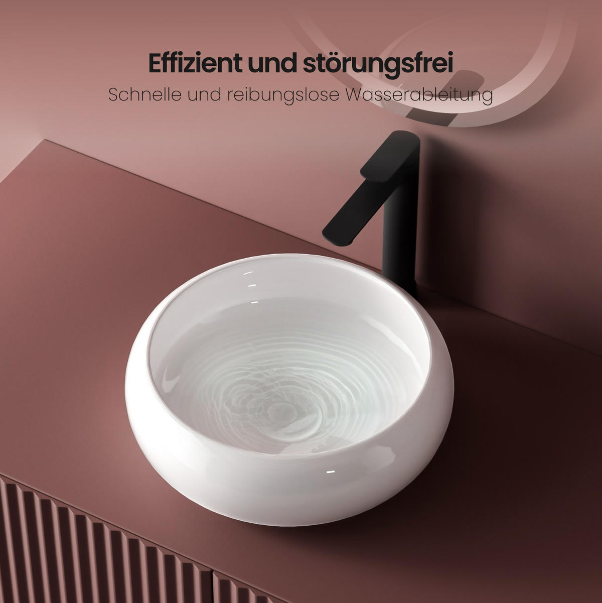 WASCHBECKEN Rund Gebogen Aufsatzmontage Weiß - Weiß, Keramik (36/12/36cm) - EMKE