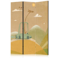 PARAVENT Einseitig Bedruckter 3-tlg 135x172 cm Giraffe Berge f r Kinder - Beige, Holz/Textil (135/172/3cm) - Muralo