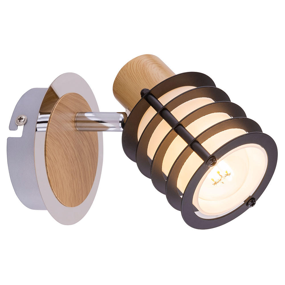 WANDELEUCHTE VICI Braun Metall Holz - Braun, Holz (10/12/14.7cm) - Globo Lighting