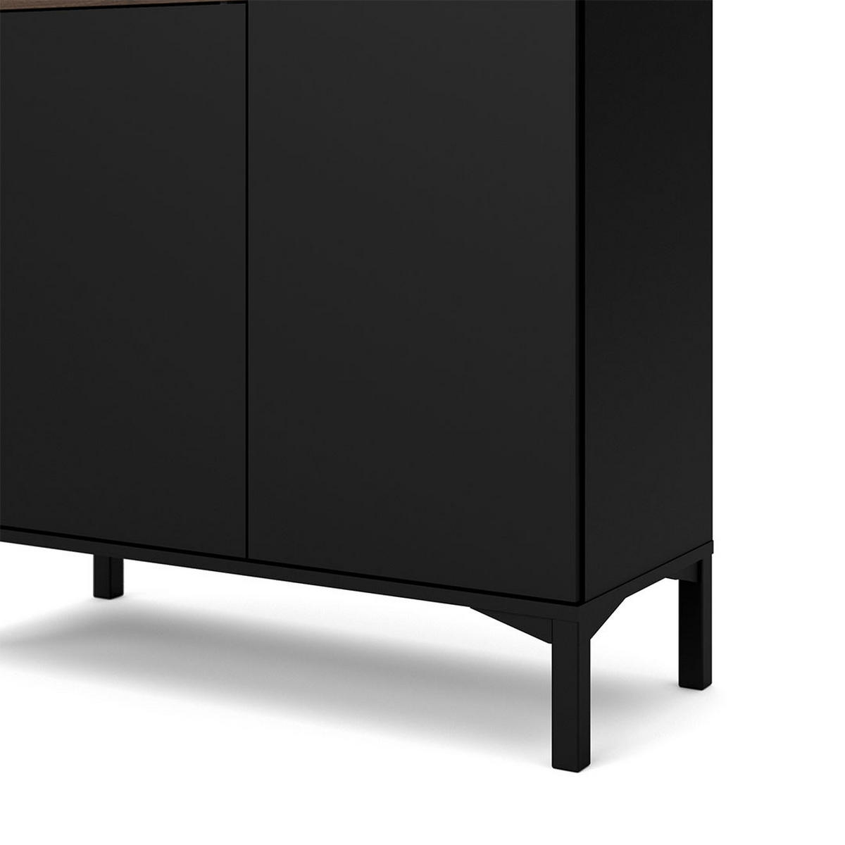 SIDEBOARD Ringe Schwarz 89/37/119 cm - Schwarz, Holzwerkstoff (89/119/37cm) - ebuy24