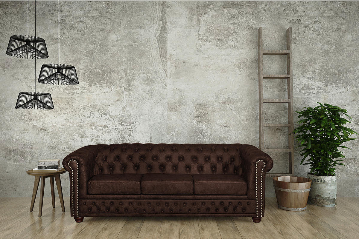 3-SITZER SOFA - Dunkelbraun, Kunststoff (203/72/86cm) - home24
